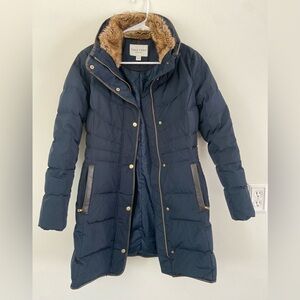 Cole Haan Navy Blue Signature Hooded Puffer Coat | XS